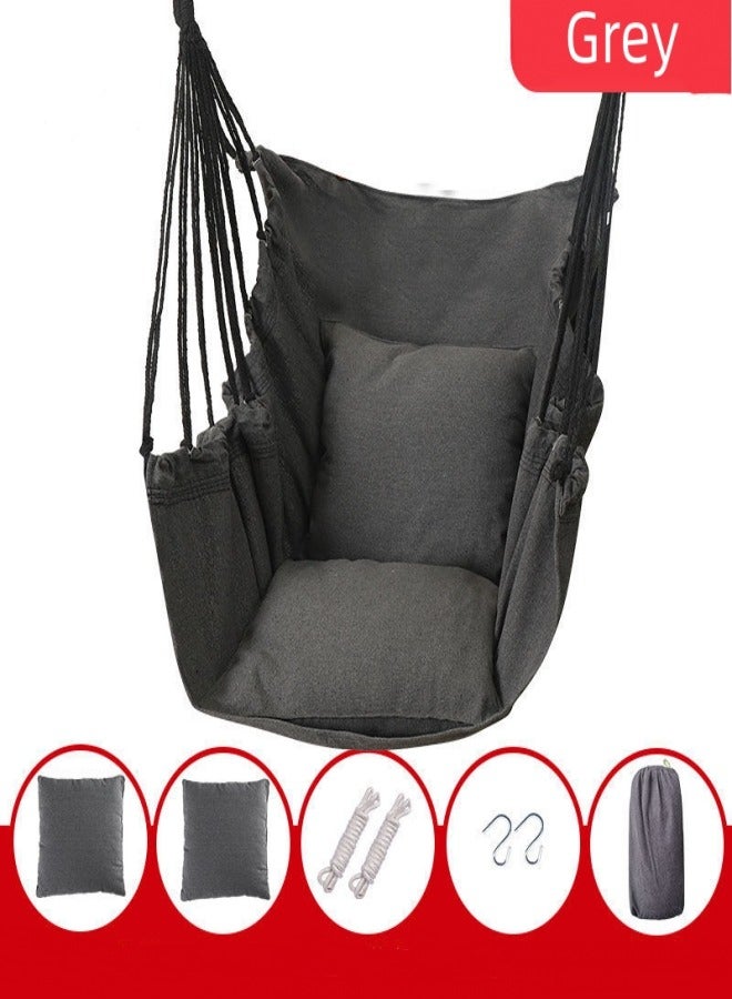 MIXDE Quality Cotton Weave Hammock Swing Chair,Hanging Rope Swing With 1 Cushion,1 Pillow,For Outdoor,Home,Yard - Image 3