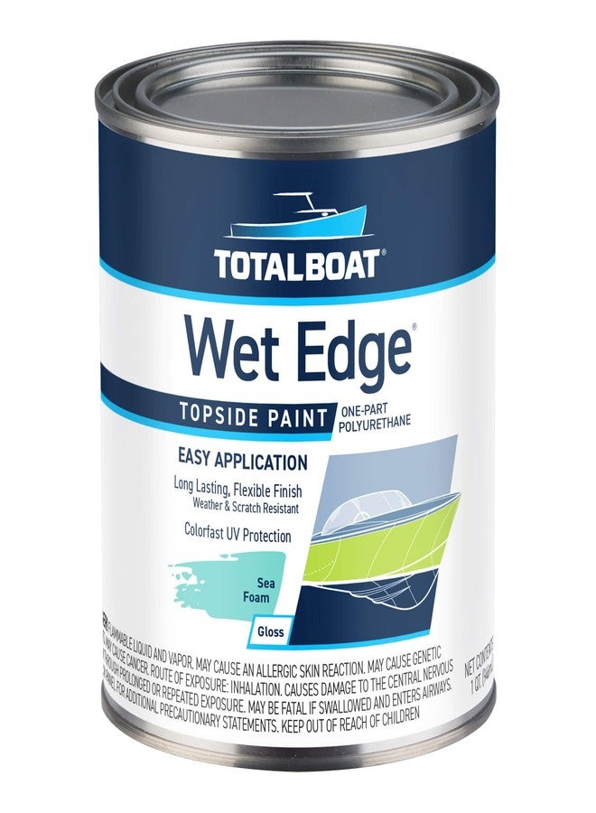 TotalBoat طلاء TotalBoat Wet Edge Topside Marine Paint الممتاز من البولي يوريثان للقوارب، والمركبات الترفيهية، والزخارف الخارجية، والألياف الزجاجية، والمعادن، والخشب (لون رغوة البحر، ربع جالون) - Image 1