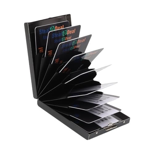 Stealodeal Black RFID Blocking Stainless Steel Debit/Credit/ATM 10 Slot Card Holder for Mens & Women - Image 1
