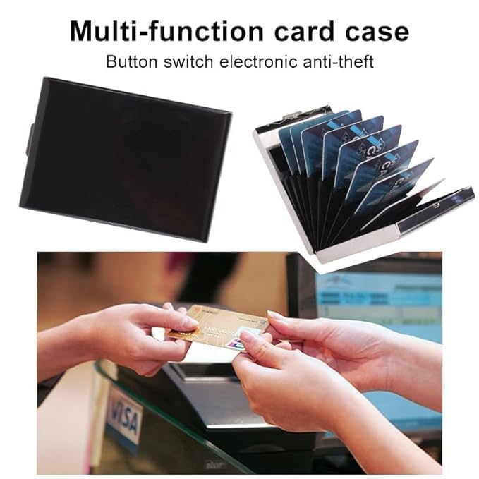 Stealodeal Black RFID Blocking Stainless Steel Debit/Credit/ATM 10 Slot Card Holder for Mens & Women - Image 5