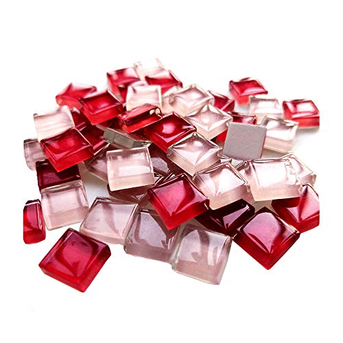 FAIRUO 100 Pieces Bulk Mosaic Tiles Assorted Color Opaque Mosaic Glass Crafts Supplies for DIY Picture Coaster Home Mosaic Decoration(1x1cm,Red Series) - Image 1