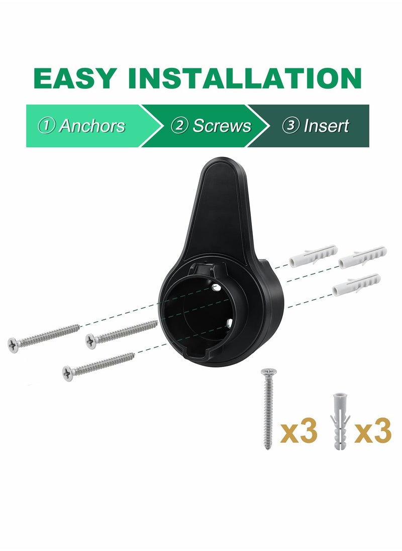 Excefore - EV Charger Holder, ABS Waterproof Wall-Mount Electric Vehicle Charging Nozzle Plug Holster & Cable Hook with Screws for All SAE J1772 Electric Cars Connector - Image 1