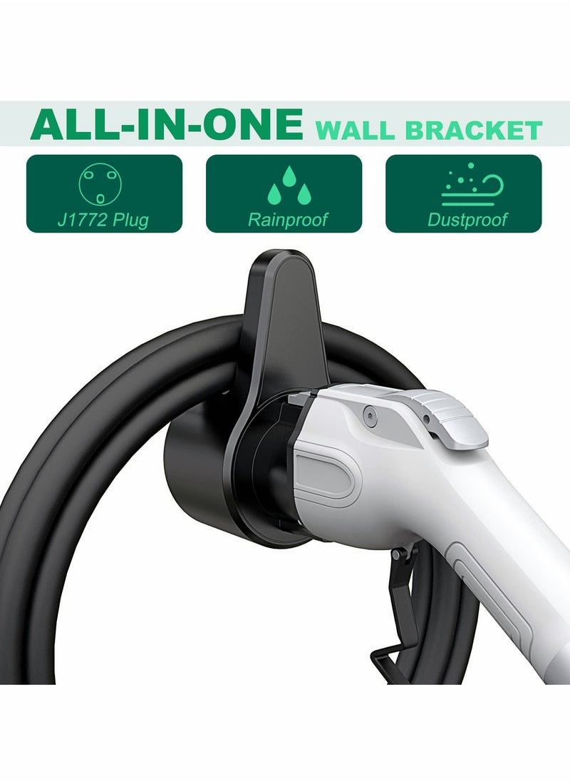 Excefore - EV Charger Holder, ABS Waterproof Wall-Mount Electric Vehicle Charging Nozzle Plug Holster & Cable Hook with Screws for All SAE J1772 Electric Cars Connector - Image 1