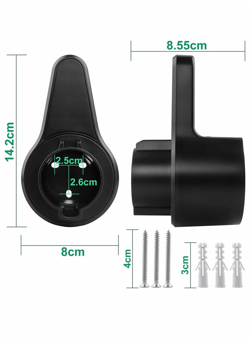 Excefore - EV Charger Holder, ABS Waterproof Wall-Mount Electric Vehicle Charging Nozzle Plug Holster & Cable Hook with Screws for All SAE J1772 Electric Cars Connector - Image 1