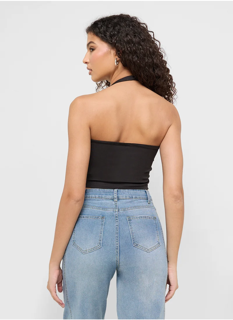 Ginger Halter Neck Ribbed Vest