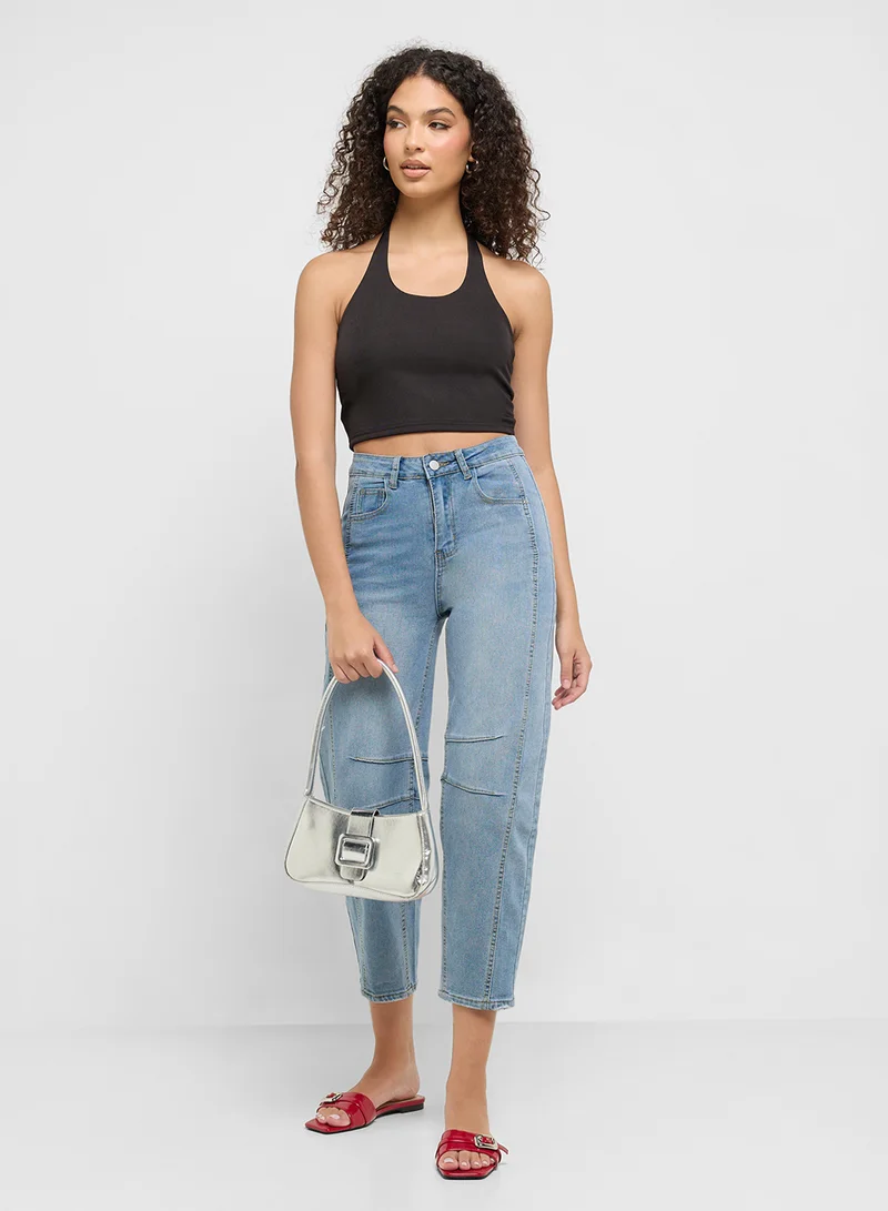 Ginger Halter Neck Ribbed Vest