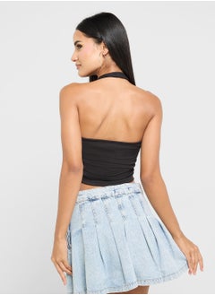 Ginger Halter Neck Ribbed Vest  - Image 2