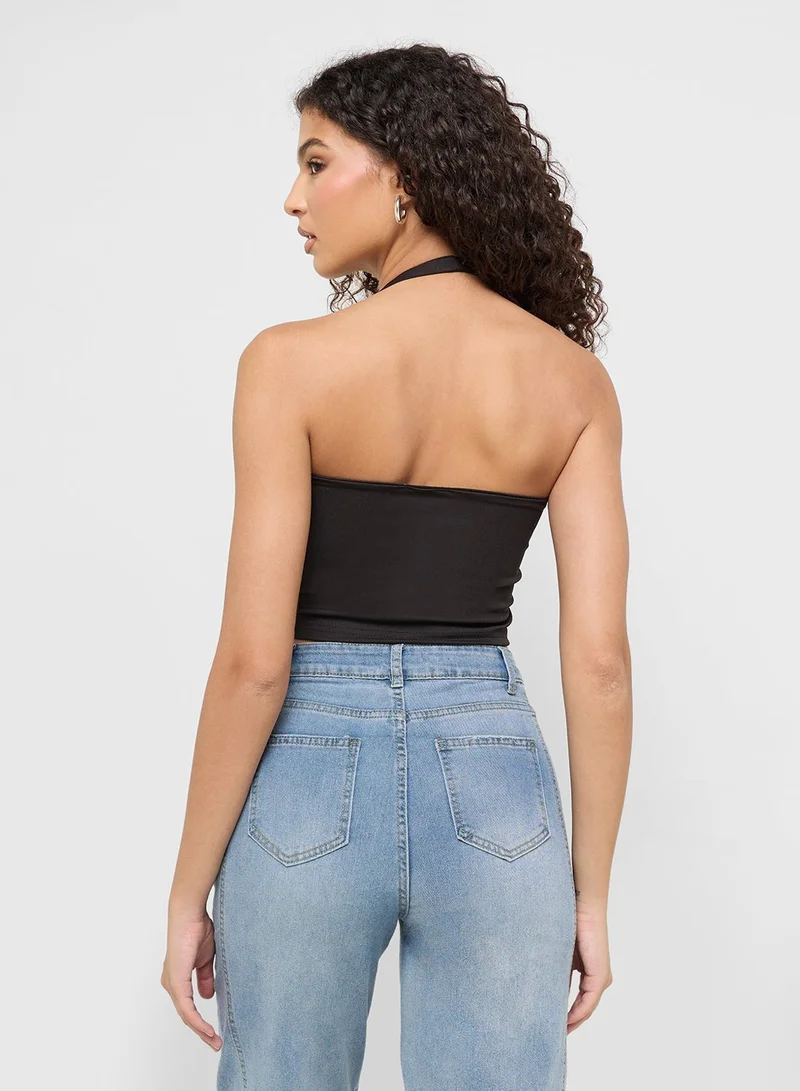 Ginger Halter Neck Ribbed Vest