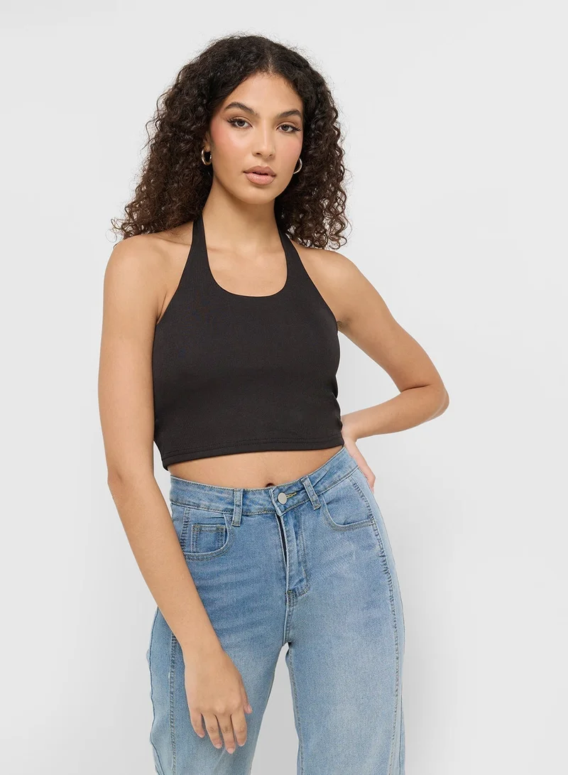 Ginger Halter Neck Ribbed Vest