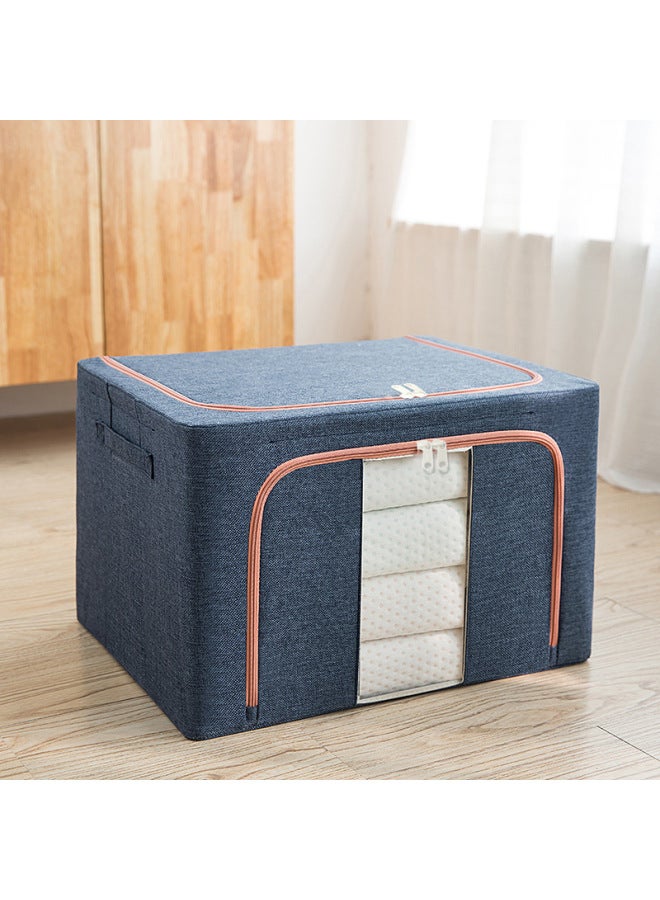 Cotton And Linen Storage Box Thick Steel Frame Clothing Storage Box Storage Box Large Foldable Fabric Wardrobe Storage Box - Image 1