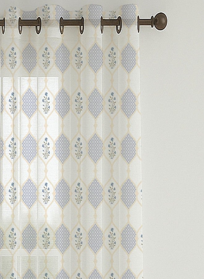 STITCHNEST ستائر نوافذ بنقشة هندسية من ستيتشنست - عبوة من 3 قطع | ستارتان مطبوعتان + ستارة خضراء | ترشيح الضوء | طول 1.5 متر | لتزيين غرفة المعيشة وغرفة النوم - Image 4