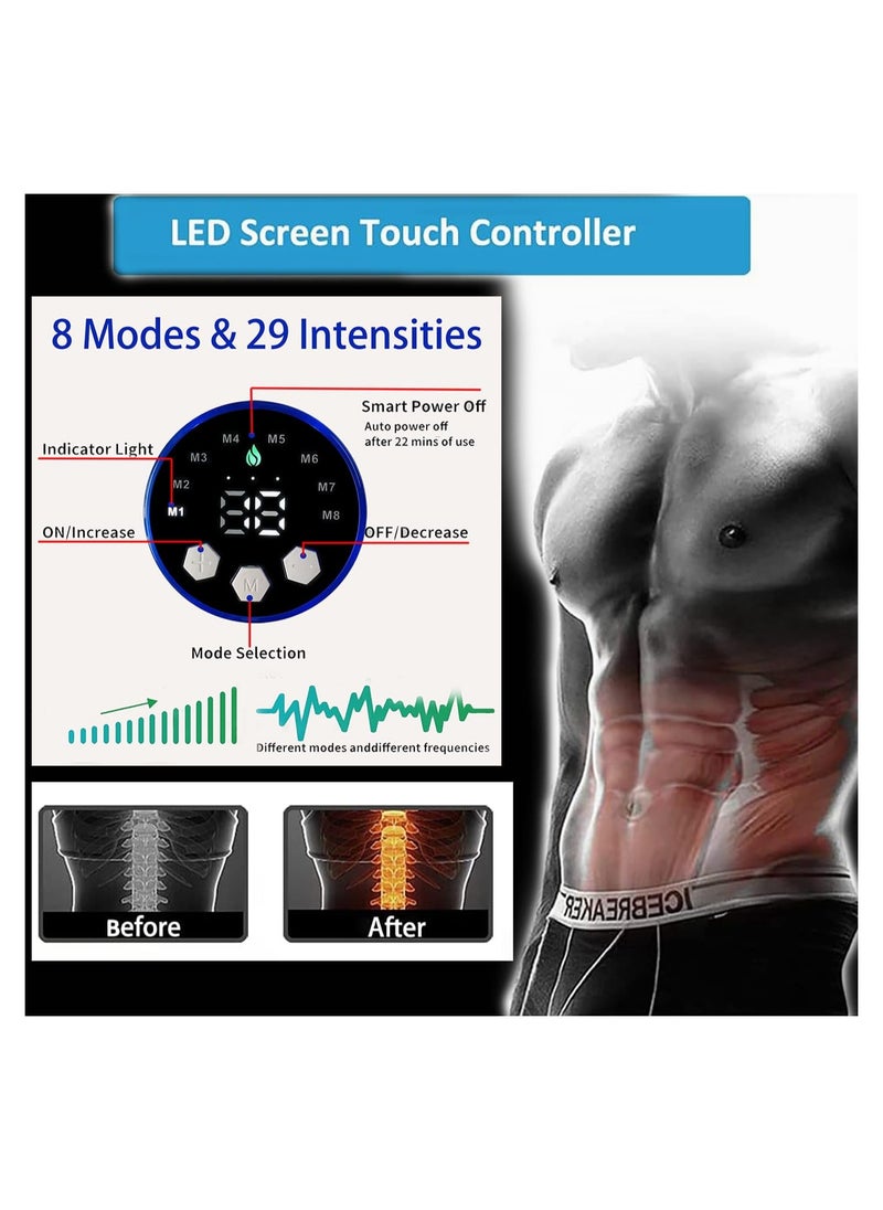 SYOSI SYOSI EMS Muscle Stimulator, Abdominal Muscle Toner 8 Modes 29 Intensities Abs Trainer Electronic Toning Belts home workout equipment, Abs Stimulator 2023 Full Body ABS/Arm/Leg  - Image 4