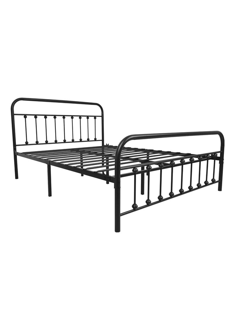متجر ان زون سرير حديد مودرن فاخر مقاس 120 × 200 سم – هيكل معدني قوي مطلي باللون الأسود – تصميم أنيق مع لوح رأس ولوح قدم مزخرف – مناسب لغرف النوم الرئيسية وغرف الشباب والضيوف - Image 3