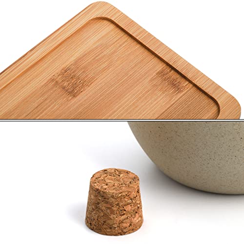 Elsjoy Set of 2 Ceramic Oil Vinegar Dispenser with Cork and Tray, 15 Oz Tabletop Oil Bottles Soy Sauce Jar, Decorative Olive Oil Stoneware Holder Vinegar Container for Kitchen - Image 3