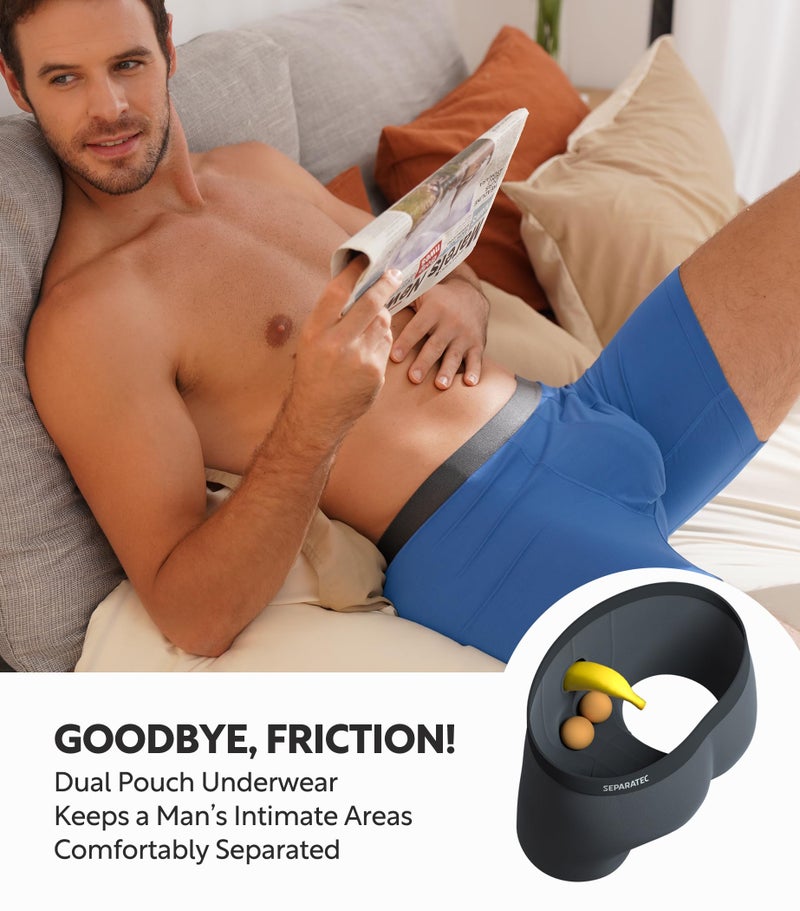 Separatec Mens Underwear with Pouch Moisture Wicking Rayon Made From Bamboo Underwear Men Breathable Boxer Briefs 3 or 6 Pack(L, Navy Blue/Moonlight Blue/Heather Gray) - Image 4