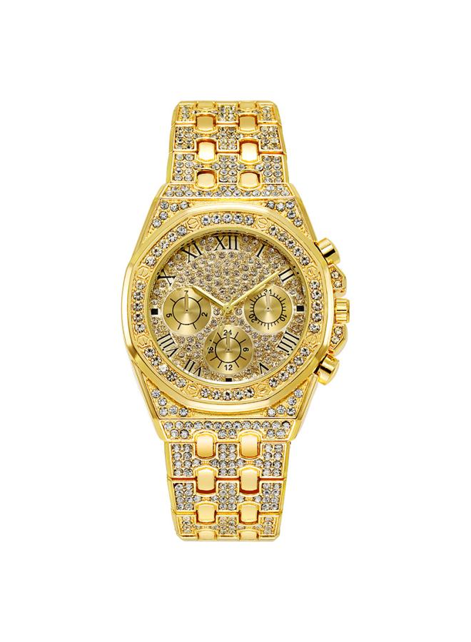 202 New Hot- Watches With Full Diamond Steel Band Quartz Rhinestone Dial Men's Fashion Watches 