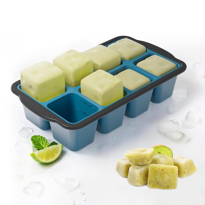 GORCI Ice Cube Tray For Freezer, 16 Large 1/2 Cub Cubes, Silicone Ice Trays For Freezer With Lid, Heavy-duty, Sturdy and Easy to Demold, Suitable for whisky, coffee, Herbs, Purees, 2-Pack - Image 3
