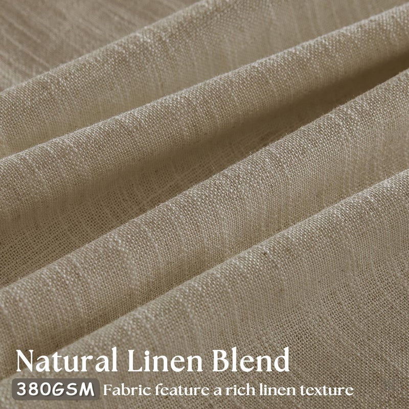 TWODRAPES Greige 80 Inches Long Linen Curtains for Living Room Pinch Pleat Hooks for Living Room Back Tab Thick Linen Textured Pleated Drapes Light Filtering Tan Taupe Bedroom Window Curtains 80 Inch Length - Image 3