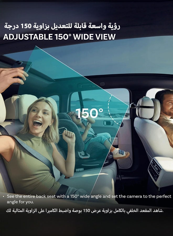 أوتوكاست كاميرا سيارة عالية الدقة مع محول لاسلكي CarPlay من Cabin Care، مزودة بخاصية الرؤية الليلية، مناسبة لمقاعد الأطفال الخلفية، وملحقات سيارات هيونداي بنز، وأودي، وشيفروليه، وكيا. - Image 4