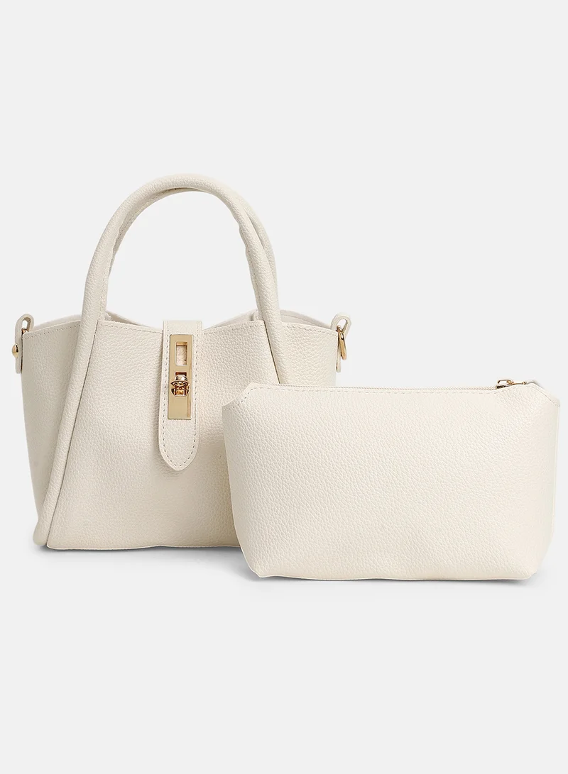 Haute Sauce Solid Interlock Regular Vegan Leather Hand Bag For Women
