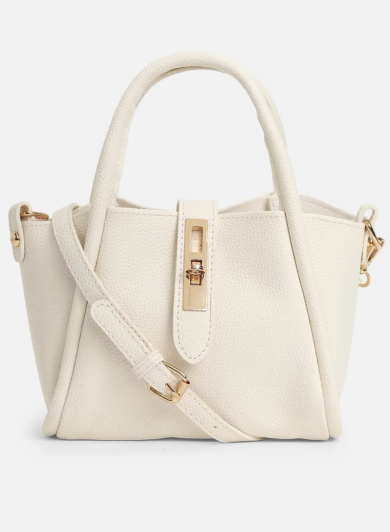 Haute Sauce Solid Interlock Regular Vegan Leather Hand Bag For Women
