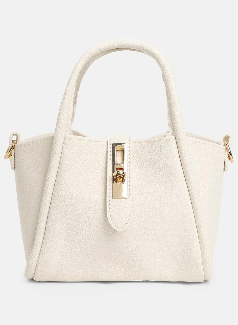 Haute Sauce Solid Interlock Regular Vegan Leather Hand Bag For Women