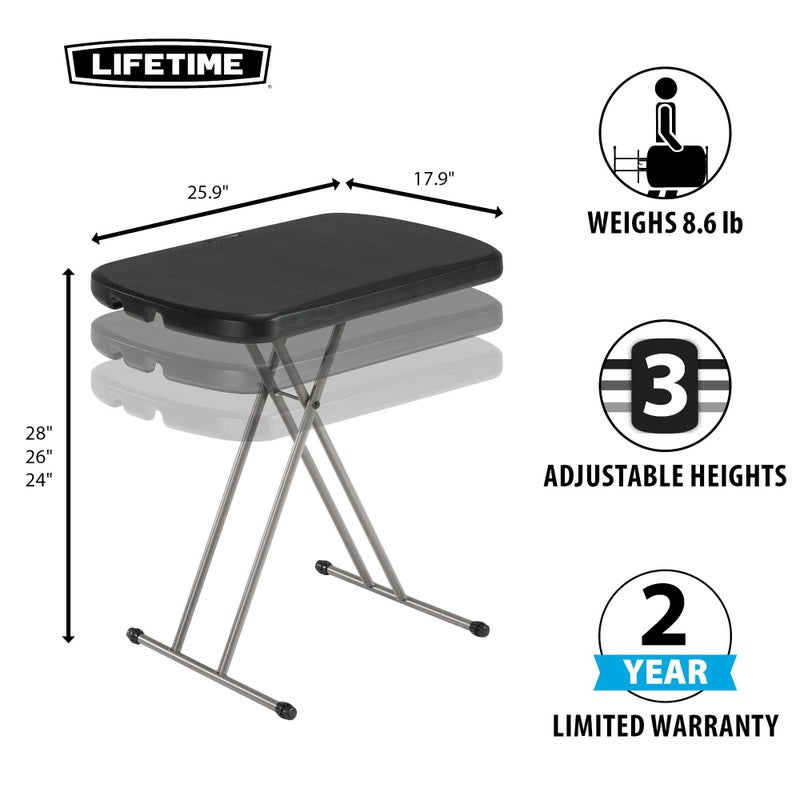 LIFETIME Adjustable Folding Laptop Table TV Tray, 26 Inch, Black - Image 2