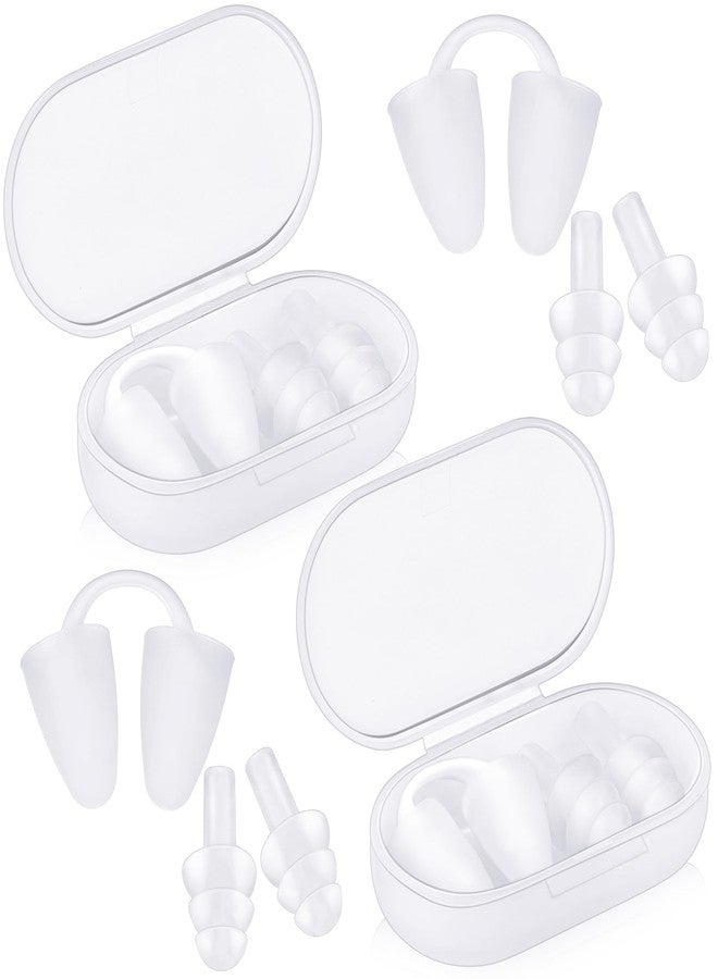 Tellegloww 2 Set Nose Clip Ear Plugs for Swimming, Adults Silicone Waterproof Swim Nose Clip Earplugs with Storage Box for Adults Men Women Beginners - Image 1