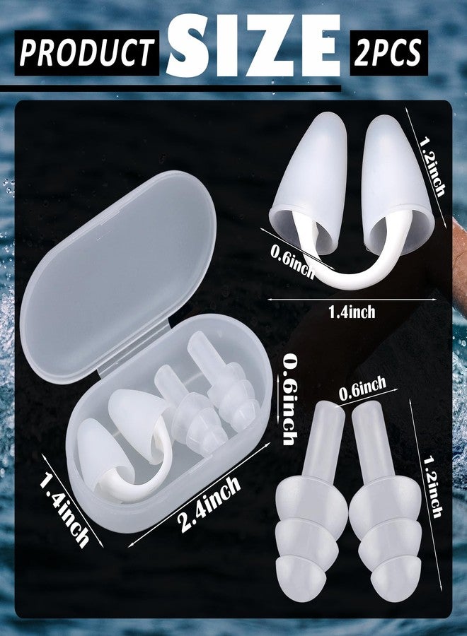 Tellegloww 2 Set Nose Clip Ear Plugs for Swimming, Adults Silicone Waterproof Swim Nose Clip Earplugs with Storage Box for Adults Men Women Beginners - Image 2