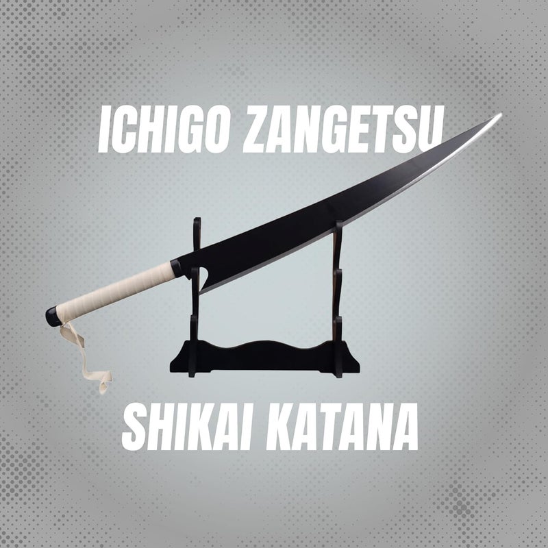 Offo Ichigo Zangetsu Shikai Katana Replica – 100cm Cleaver-Style Zanpakuto Sword from Bleach Anime – Ichigo Kurosaki’s First Blade for Cosplay, Collectors, Display & Gifting - Image 2