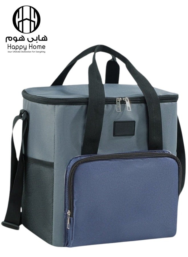 هابي هوم حقيبة غداء حرارية كبيرة 20 لترمقاومة للتسرب ومعزولة مع 4 جيوب وحزام كتف قابل للتعديل مثالية للعمل، المدرسة،الرحلات والنزهات،للرجال والنساء - Image 1