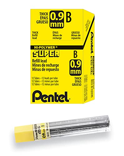 Pentel قلم رصاص بانتيل سوبر هاي بوليمر، (0.9 مم) سميك، ب، 180 قطعة من الرصاص (50-9-B) - Image 5
