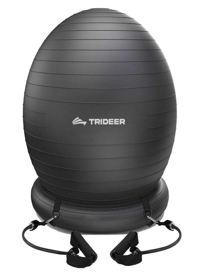 Trideer Exercise Ball Chair with Base & Resistance Bands for Home Gym, Stability Ball Seat for Core Workout and Back Support - Image 1