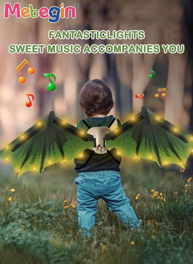 MEBEGIN Kids Electric Dragon Wings, Kids Dinosaur Costume Wings with LED Light and Music, Dino Dress-Up Costumes for Kids, Creative Green Dinosaur Toys, Ideal Gift for Kids - Image 2