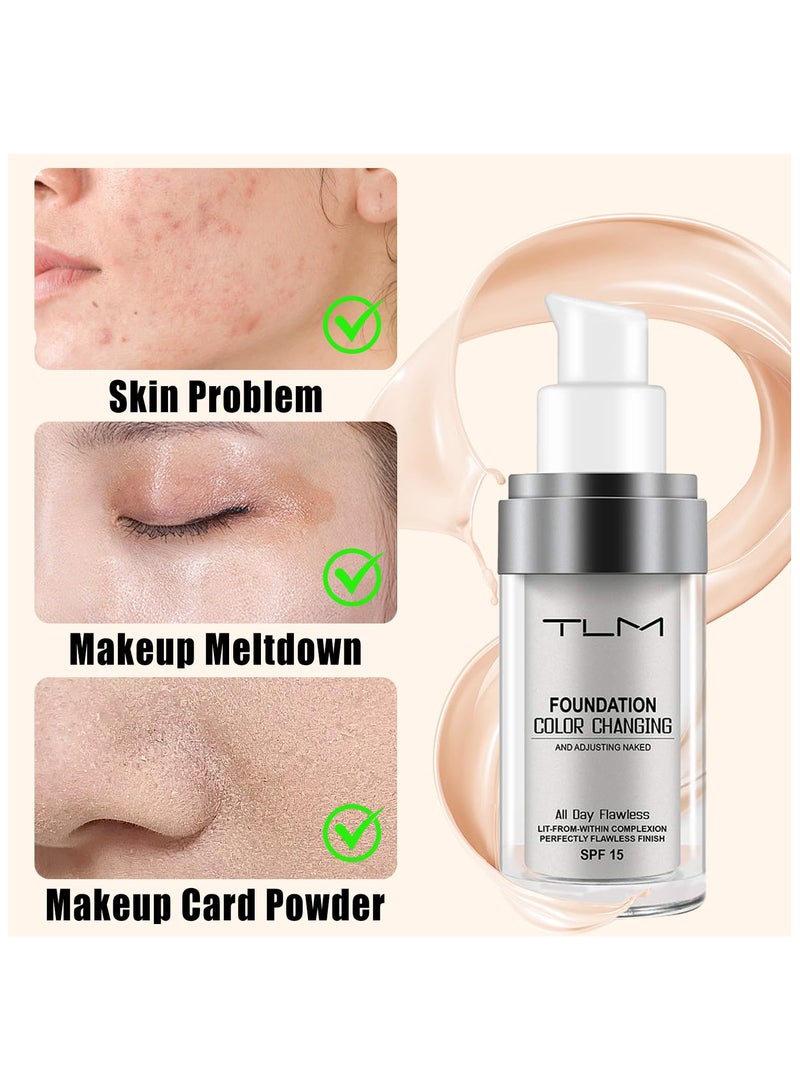 تي إل إم كريم أساس متغير اللون من TLM، مع عامل حماية من الأشعة فوق البنفسجية SPF 15+، يخفي التجاعيد والخطوط الدقيقة، مرطب ويدوم طويلاً، كريم أساس BB، خافي عيوب، تغطية كاملة خالية من العيوب، لون طبيعي، سائل مرطب لجميع ألوان البشرة (30 مل) - Image 3