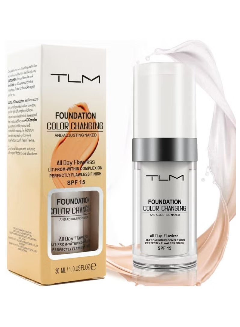 تي إل إم كريم أساس متغير اللون من TLM، مع عامل حماية من الأشعة فوق البنفسجية SPF 15+، يخفي التجاعيد والخطوط الدقيقة، مرطب ويدوم طويلاً، كريم أساس BB، خافي عيوب، تغطية كاملة خالية من العيوب، لون طبيعي، سائل مرطب لجميع ألوان البشرة (30 مل) - Image 1