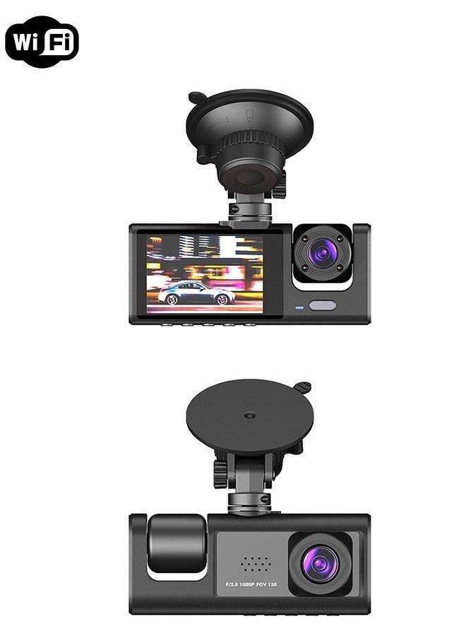 Generic 3 Channel WiFi Dash Cam for Cars Camera 1080P Video Recorder Rear View Camera for Vehicle Car DVR Car Accessory Free Mirror  - Image 1