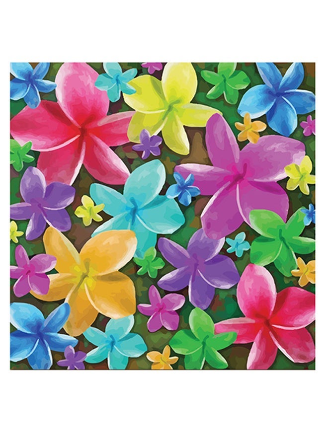 RYN Flowers Themed Printed MDF Wall Art Red/Green/Yellow 30x30cm - Image 2