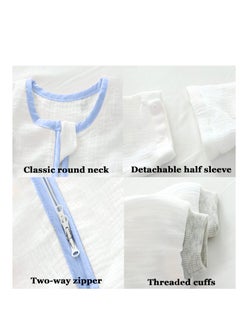 Bebiland 100% Cotton 0.5 TOG  Baby Sleep Bag, Double Zipper Gauze Baby Sleeping Bag Long Sleeve, Baby Wearable Blankets for Babies 0-24 Months (Blue Bear,M)  - Image 3