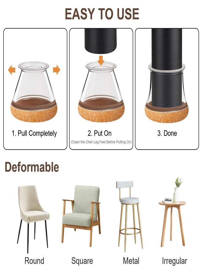 OCONDA 20 Pack Clear Chair Leg Floor Protectors for Hardwood Floors, Round Rubber Furniture Sliders with Felt, Silicone Furniture Leg Caps Covers(Medium Fit:0.75"-1.1" - Image 4
