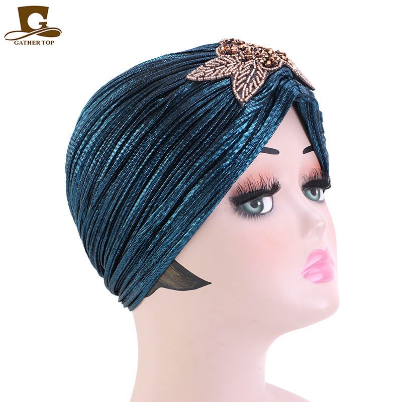 Gilding Pleated Indian Hat Bridal Wedding Hat Vintage Headscarf Hat Sale Supply Tjm-79C - Image 4