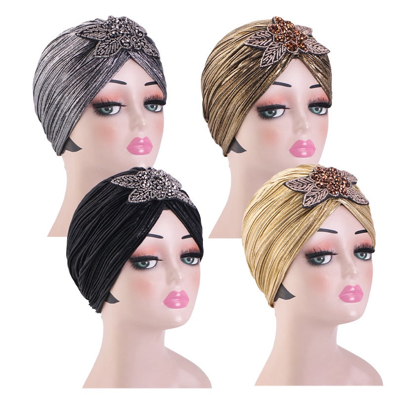 Gilding Pleated Indian Hat Bridal Wedding Hat Vintage Headscarf Hat Sale Supply Tjm-79C - Image 2