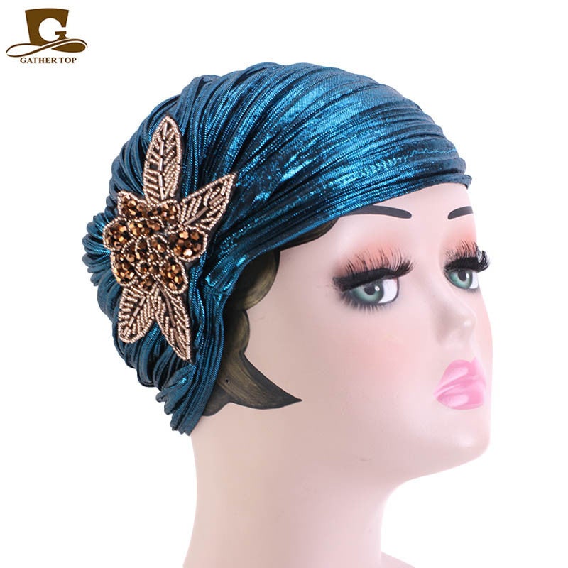 Gilding Pleated Indian Hat Bridal Wedding Hat Vintage Headscarf Hat Sale Supply Tjm-79C - Image 3