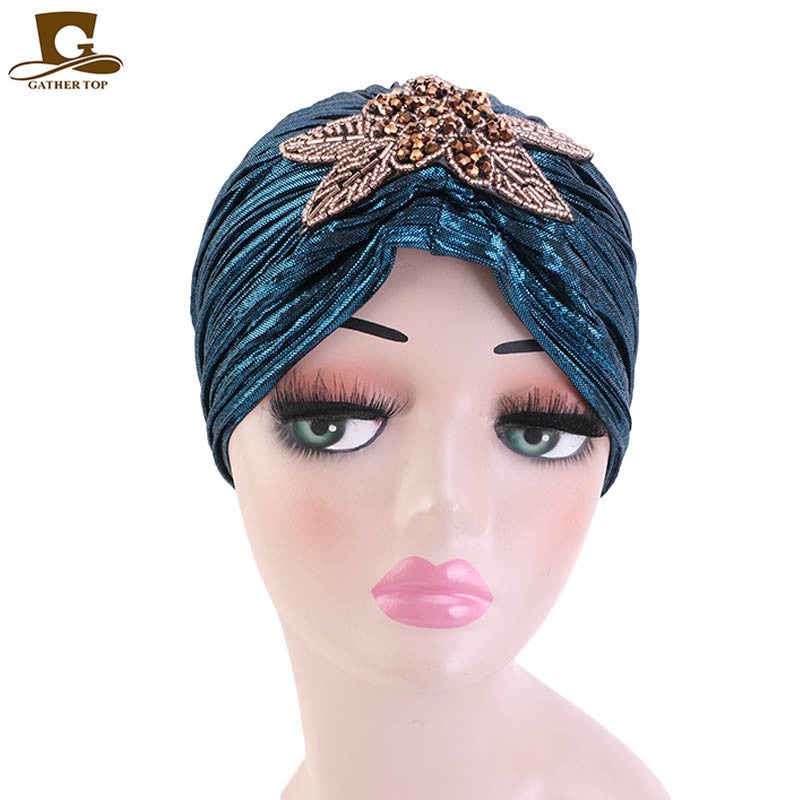 Gilding Pleated Indian Hat Bridal Wedding Hat Vintage Headscarf Hat Sale Supply Tjm-79C - Image 5