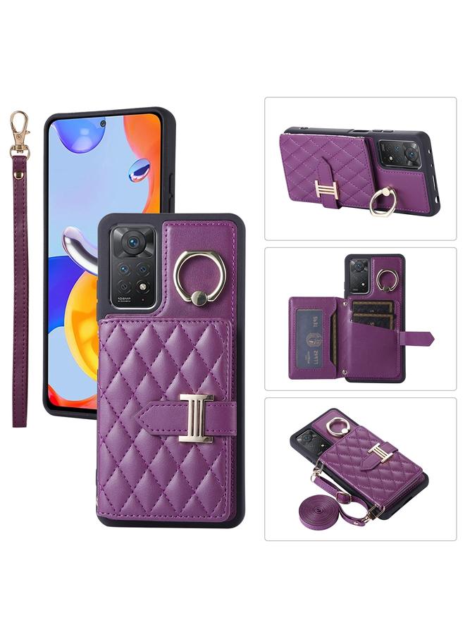 Case For Xiaomi Redmi Note 11 Pro 4G Horizontal Card Bag Ring Holder Phone Case with Dual Lanyard