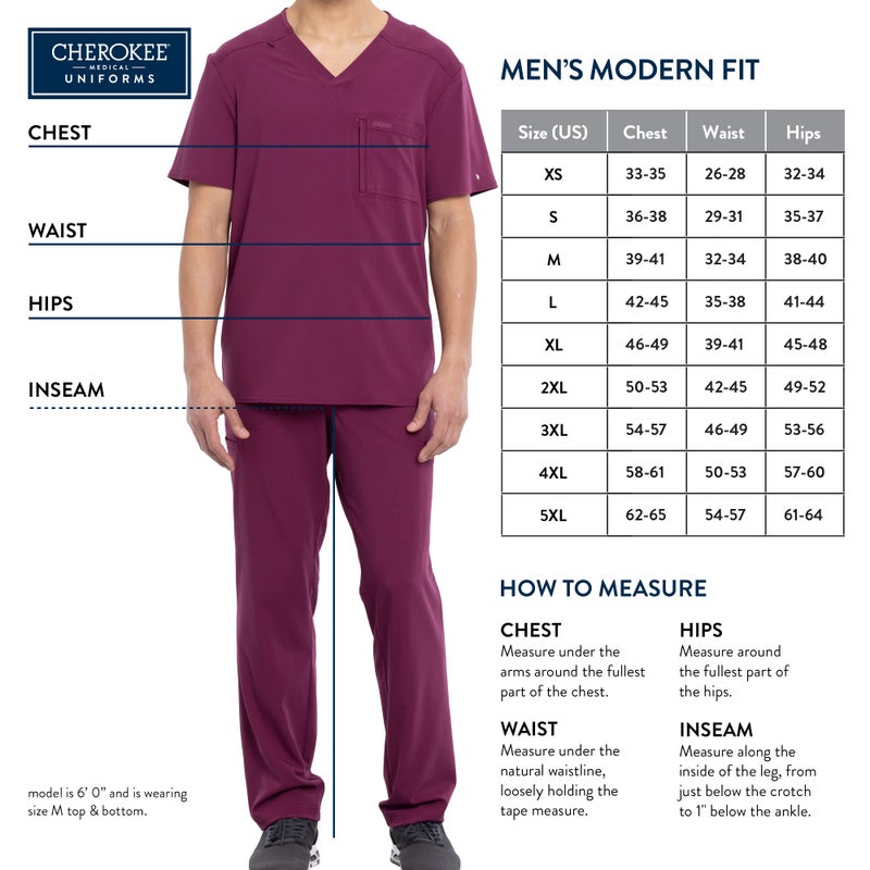 Cherokee Men's Mid Rise Pull-on Jogger Scrubs Pant, Navy, Large - Image 2