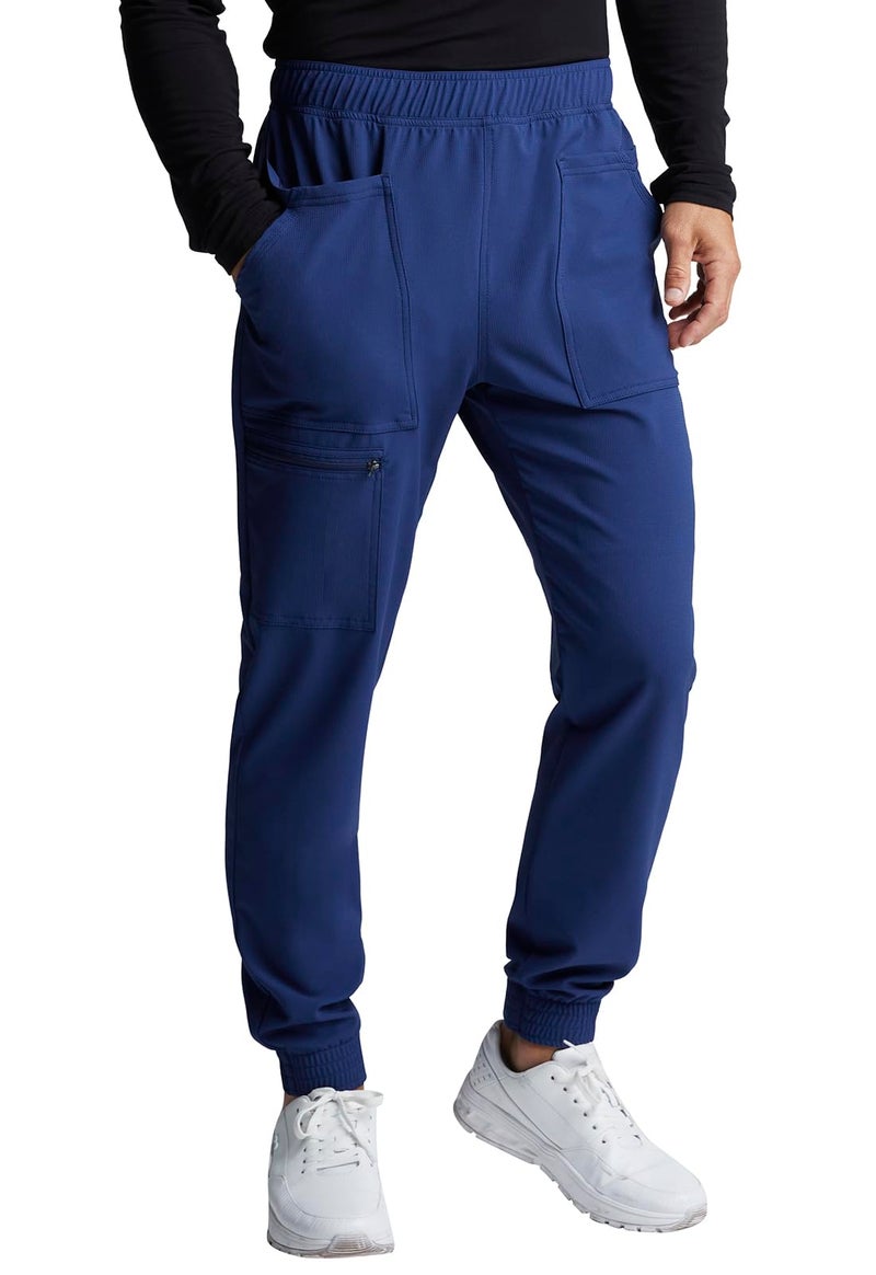 Cherokee Men's Mid Rise Pull-on Jogger Scrubs Pant, Navy, Large - Image 3
