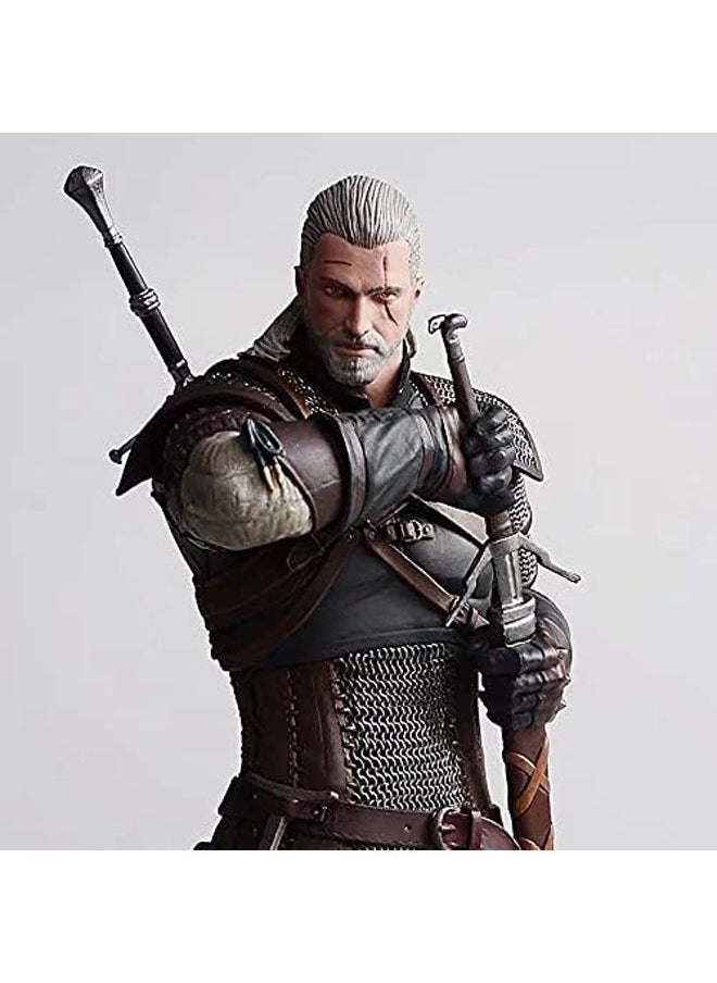 The Witcher 3 Wild Hunt Geralt Sword Drawing Figure Figure, 1st Generation Hunter Geralt Sword Drawing Action Figure, 24cm / 9.4" PVC, Anime Model, Character Game, Gift Collection