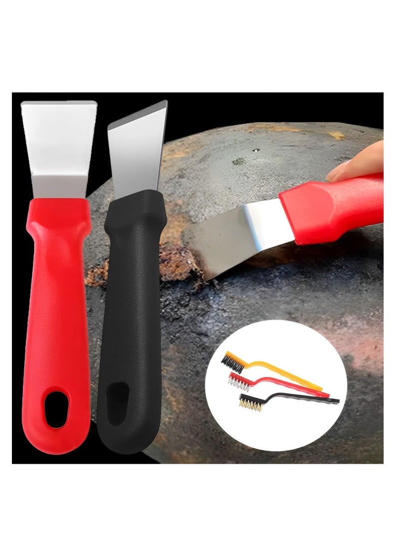 Plan A 6 in 1 Professional Cleaning Tool Set | 2 Non Scratch Scrapers + 3 Wire Cleaning Brushes + Large Brass Cleaning Brush for Removing Rust and Grease – Ideal for Ovens, Grills and Metal Surfaces  - Image 2