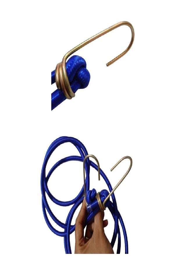 DAIDSUKE® (Pack of 2) 7.5 Foot Long and 5mm Thick High Strength Rope 14 Ft Streched Stretchable Strong Elastic Bungee Shock Cord Luggage Tying with Steel Hooks Bike Car Use (Multi Color) - Image 5
